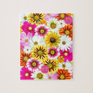Verbluffend roze gele bloemenpatroon accessoires legpuzzel