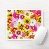 Verbluffend roze gele bloemenpatroon accessoires muismat (Met muis)