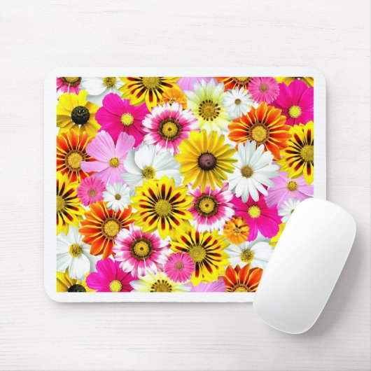 Verbluffend roze gele bloemenpatroon accessoires muismat (Met muis)