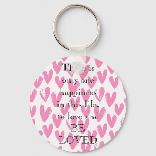 Verbluffend roze hart met liefde, een citaat sleutelhanger (Voorkant)