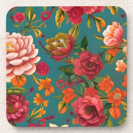 Verbluffend roze roze groen oranje en blauwgroen bier onderzetter (Voorkant)