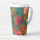 Verbluffend roze roze groen oranje en blauwgroen latte mok (Rechterhoek)