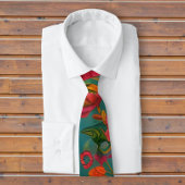 Verbluffend roze roze groen oranje en blauwgroen stropdas