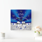 Verbluffend Sapphire Blue 65-jarig Jubileum cadeau Vierkante Klok (Huis)