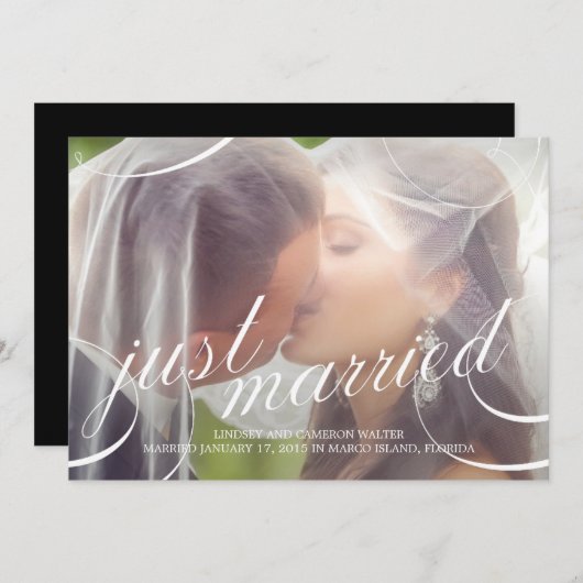 Verbluffend Scripting Wedding Announcement - Wit Kaart (Voorkant / Achterkant)