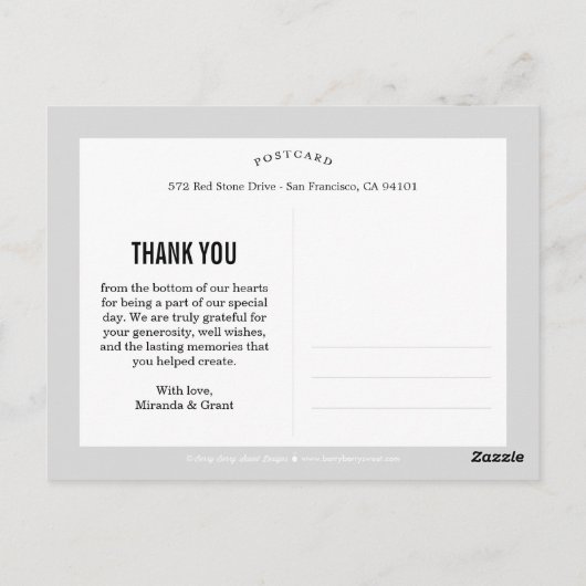 Verbluffend Scripting Wedding Photo Dank u Kaart (Achterkant)