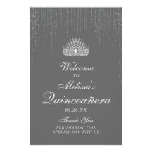 Verbluffend Silver Glitter Quinceanera Welkomsttek