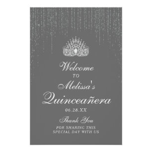 Verbluffend Silver Glitter Quinceanera Welkomsttek Perfect Poster