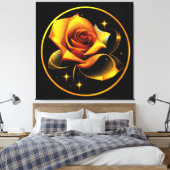 Verbluffend Single Gold-Roos Canvas Afdruk (Insitu (Slaapkamer))