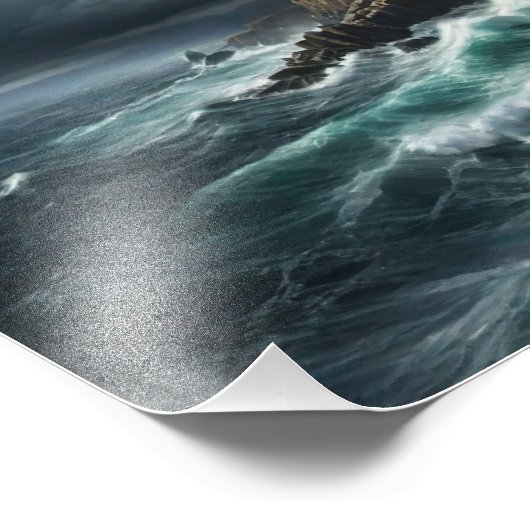 Verbluffend Stormy Zee met Crashing Waves Foto Afdruk (Hoek)