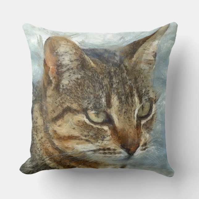 Verbluffend tablet Cat Sluiten Grafiet Potlood Por Kussen (Voorkant)