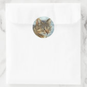 Verbluffend tablet Cat Sluiten Grafiet Potlood Por Ronde Sticker (Tas)