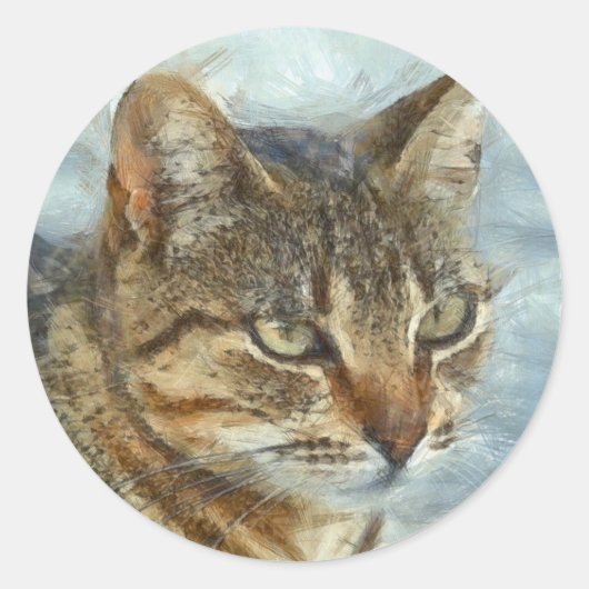 Verbluffend tablet Cat Sluiten Grafiet Potlood Por Ronde Sticker (Voorkant)