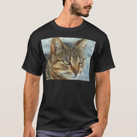 Verbluffend tablet Cat Sluiten Grafiet Potlood Por T-shirt (Voorkant)
