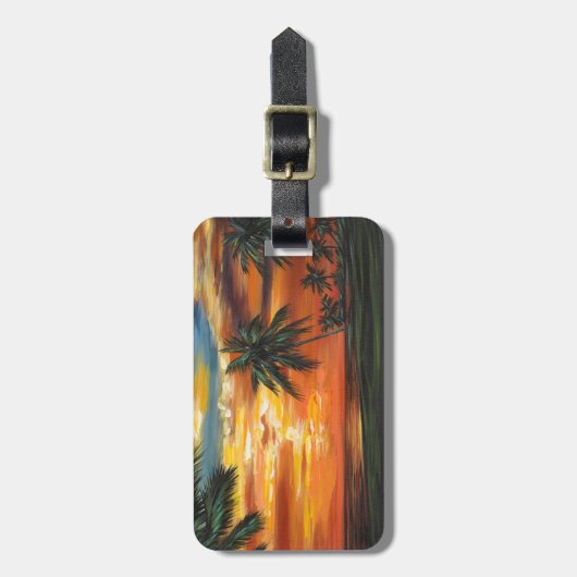 Verbluffend tropisch zonsonderstel bagagelabel (Voorkant verticaal)