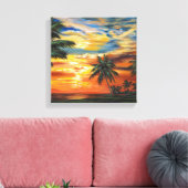 Verbluffend tropisch zonsonderstel canvas afdruk (Insitu (Woonkamer))