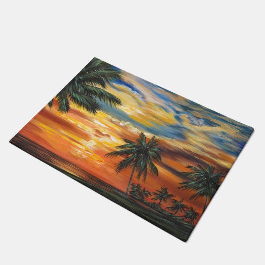 Verbluffend tropisch zonsonderstel deurmat (Schuin)
