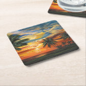 Verbluffend tropisch zonsonderstel kartonnen onderzetters (Schuin)
