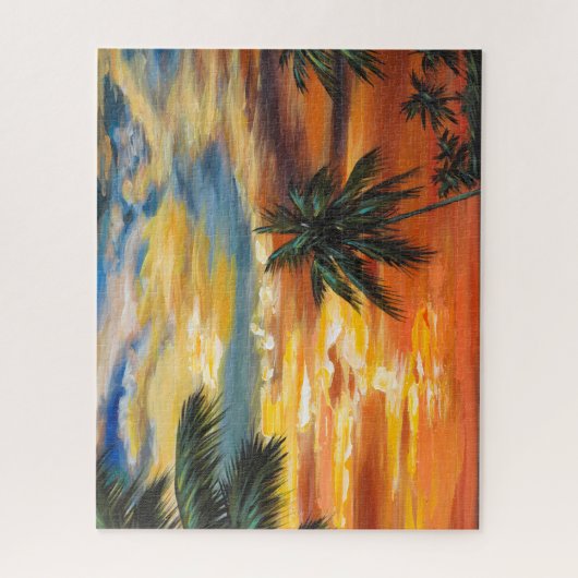 Verbluffend tropisch zonsonderstel legpuzzel (Verticaal)