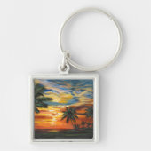 Verbluffend tropisch zonsonderstel sleutelhanger (Voorkant)