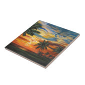 Verbluffend tropisch zonsonderstel tegeltje (Zijkant)