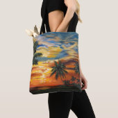 Verbluffend tropisch zonsonderstel tote bag (Dichtbij)