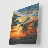 Verbluffend tropisch zonsonderstel vierkante klok (Hoek)