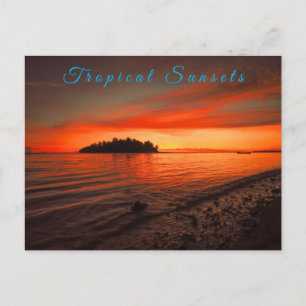 Verbluffend Twilight Tropical Beach Zee Sunset Briefkaart