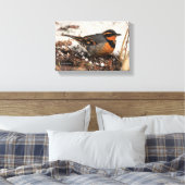 Verbluffend varend dwergzongvogel in de sneeuw canvas afdruk (Insitu (Slaapkamer))