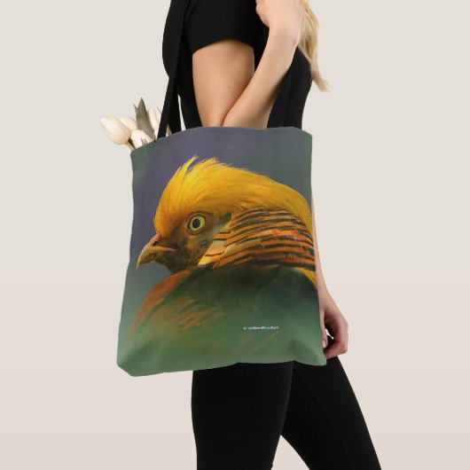 Verbluffend Vignetted Profile van een Golden Pheas Tote Bag (Dichtbij)