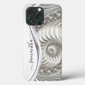 Verbluffend Witte Metalen Handgeschreven Monogram Case-Mate iPhone Case (Achterkant)