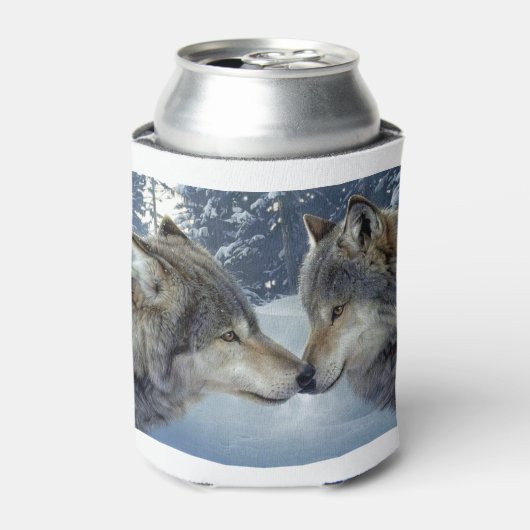 Verbluffend wolvenontwerp blikjeskoeler (Blikje Voorkant)