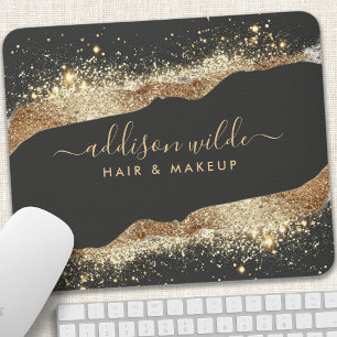 Verbluffend Zwart En Goud Glitter Script Zakelijk Muismat