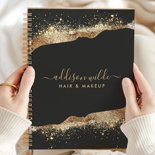 Verbluffend Zwart En Gouden Glitter Script Zakelij Planner