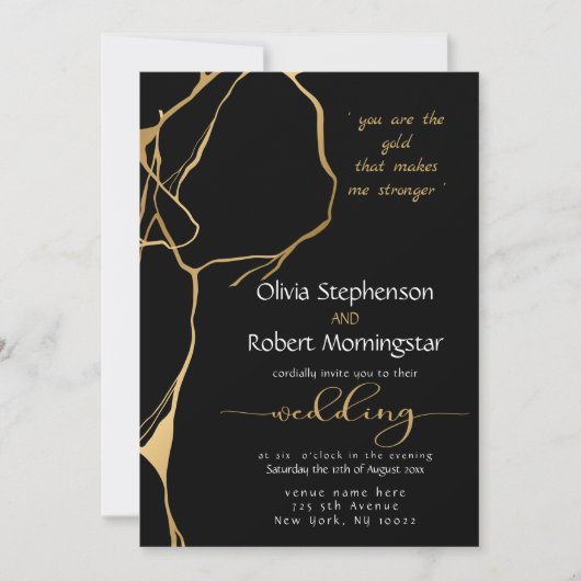 Verbluffend zwart en gouden Kintsugi Kaart (Voorkant)