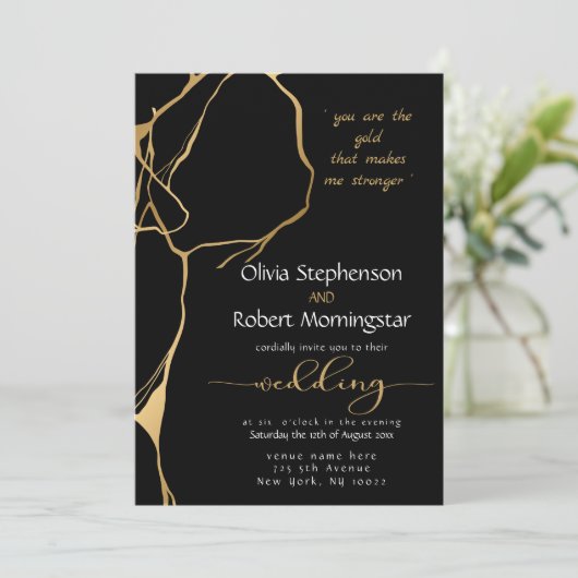 Verbluffend zwart en gouden Kintsugi Kaart (Staand voorkant)