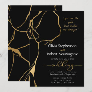 Verbluffend zwart en gouden Kintsugi Kaart