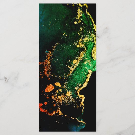 Verbluffend zwart-groen 'Bronze Gold Weddenschap' Menu (Achterkant)