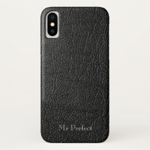 Verbluffend zwart lederen gevoel personaliseerbaar Case-Mate iPhone case