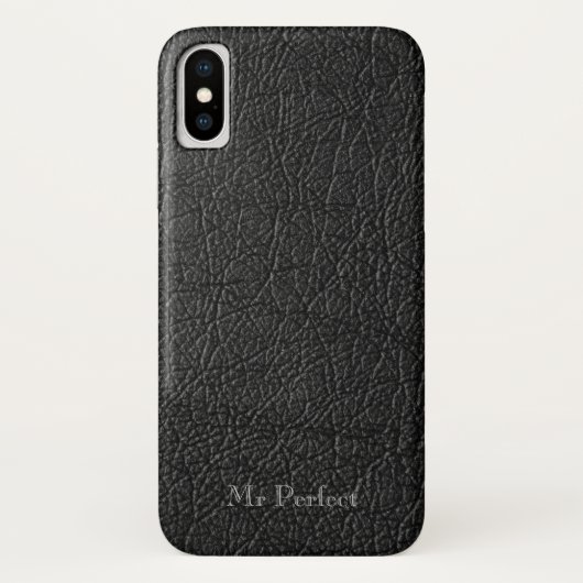 Verbluffend zwart lederen gevoel personaliseerbaar Case-Mate iPhone case (Achterkant)