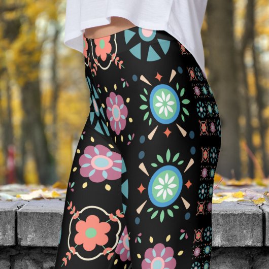 Verbluffend zwart Scandinavisch volkspatroon Leggings