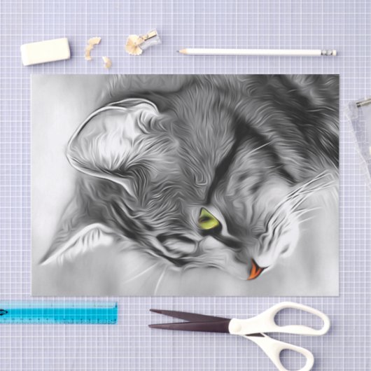 Verbluffend zwart-wit, keukenkat-ontkoppelingstaal tissuepapier (Craft)