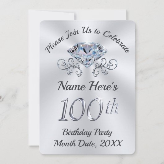 Verbluffende 100e verjaardag van uitnodigingen (Voorkant)
