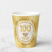 Verbluffende 100th, Gepersonaliseerde Verjaardagsp Papieren Bekers (Voorkant)