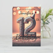 Verbluffende 12e verjaardag met Sequin Party Pet Kaart (Staand voorkant)