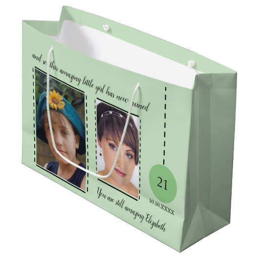 Verbluffende 21ste verjaardag van de geboorte, gro groot cadeauzakje (Voorkant Gekanteld)