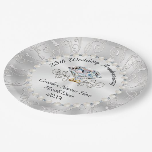 Verbluffende 25e Jubileum papieren Borden Papieren Bordje (Gekanteld)