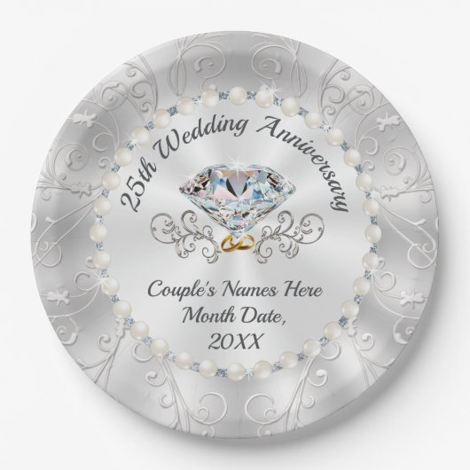 Verbluffende 25e Jubileum papieren Borden Papieren Bordje (Voorkant)