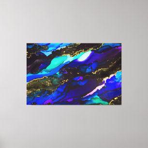 Verbluffende 3-panelbladcanvasafdruk alcoholinkt canvas afdruk