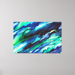 Verbluffende 3-panelbladcanvasafdruk alcoholinkt canvas afdruk